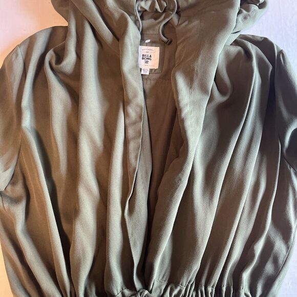 Billabong Jacket Women's Size Large Military Olive Green Hooded Pockets Open - Picture 8 of 12